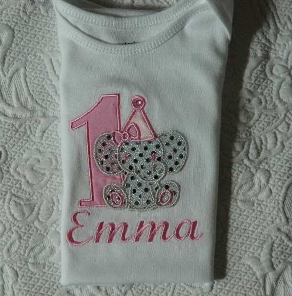 Baby Elephant Birthday Onesie, One Year Old, First Birthday Baby Elephant Onesie, Birthday Onesie, 1st Birthday Girl Onesie