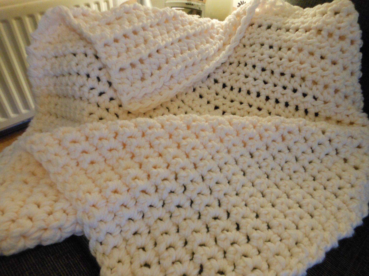 Crochet Cream Chunky Throw Oversized Winter By Justbabydelights