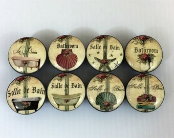 Set of 8 Salle De Bain French Bathroom Cabinet Knobs