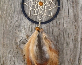 Dark Blue Car Dream Catcher // Small Dark Blue Dream Catcher // Rear Mirror Dreamcatcher //Native American Hanging