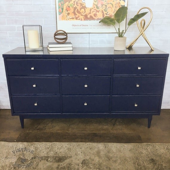 AVAILABLE: Navy Painted MCM Dresser