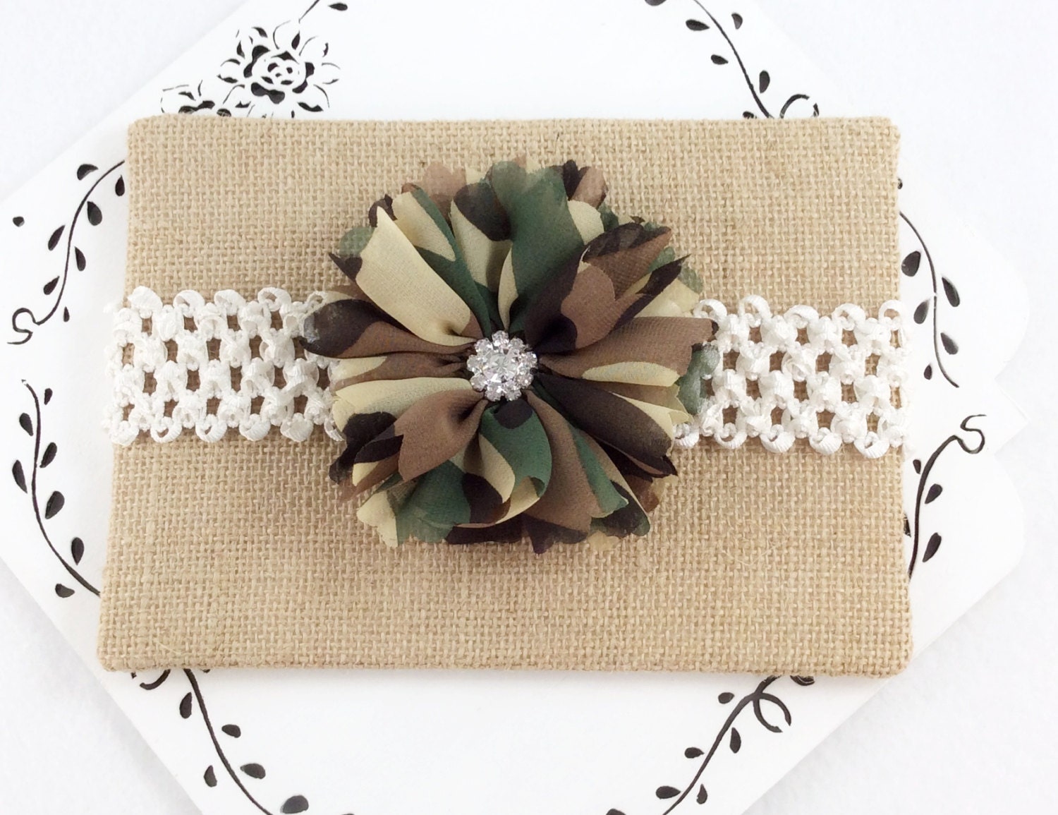Camo Baby Headband Newborn Flower Camo Baby Headband Newborn Flower
