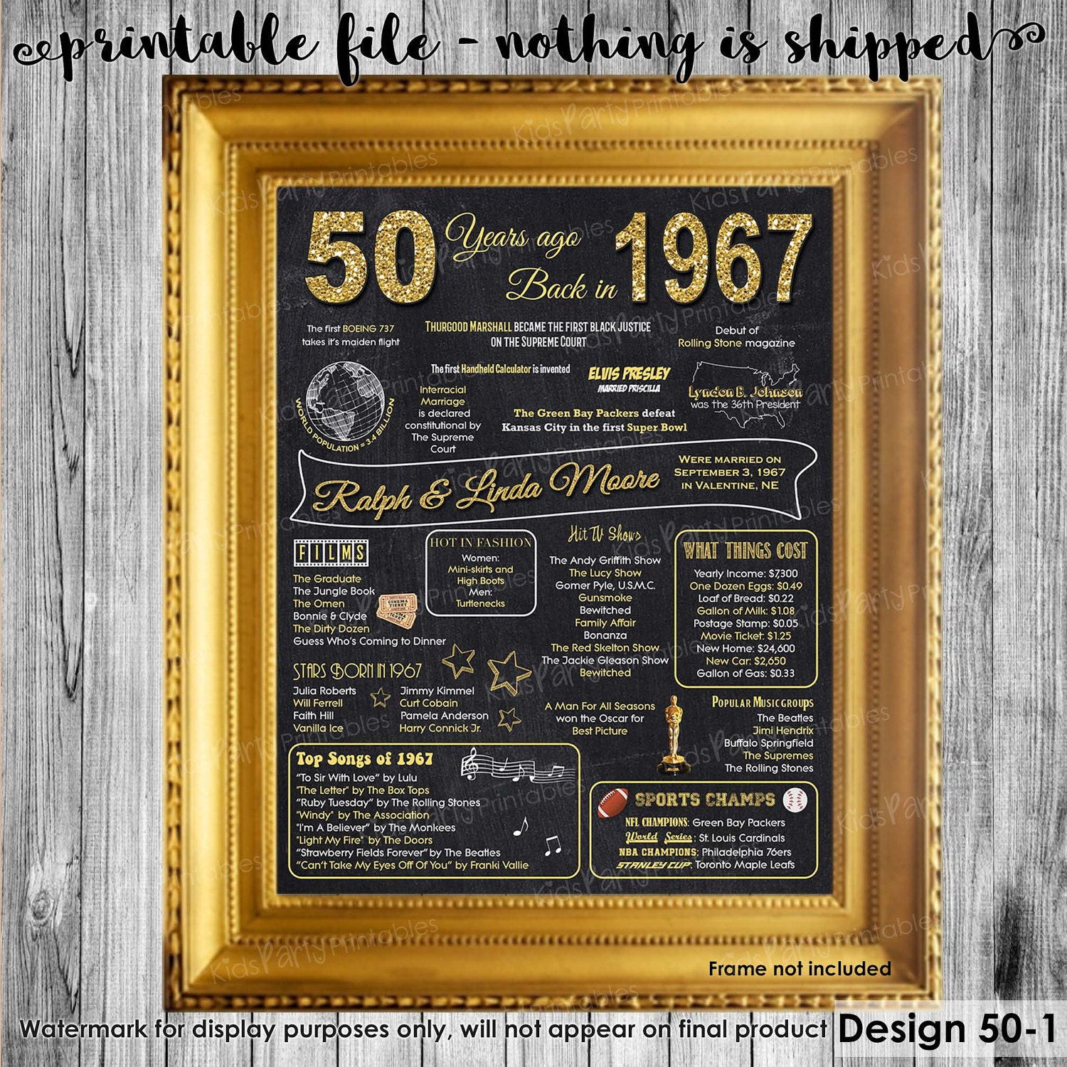 50th Anniversary Decoration 50th Anniversary Gifts for