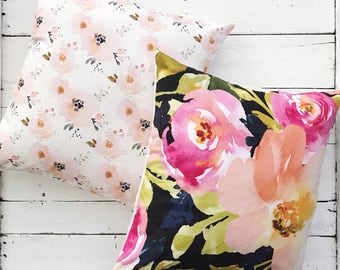 Floral Blooms Modern Throw Pillow Cover
