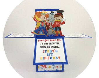 Circus Invitation, Carnival Invitation, Circus Birthday, Circus Birthday Invitation, Boxcard, Pop up Card, Unique Invitation, 3D