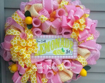 Pink Lemonade Wreath / Summer Lemonade Wreath / Everyday Deco Mesh Wreath / Summer Mesh Wreath / Lemonade Mesh Wreath