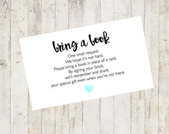 Baby Shower Printable, Baby Shower Bring a Book Card, Bring a Book Instead of a Card, Bring a Book Baby Shower Insert Pastel Blue