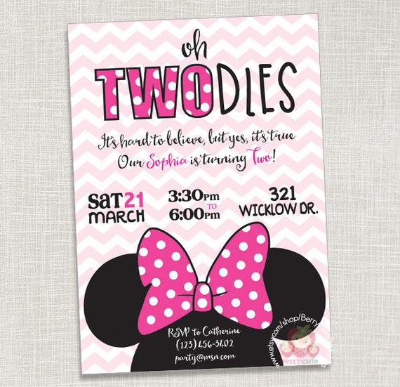 Minnie Mouse 1 Year Old Birthday Party Invitations 4