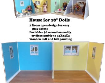Doll House Beach Cottage dollhouse for 18 inch dolls similar to American Girl or Our Generation or MapleLea