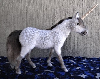 miniature unicorn needle felted sculpture