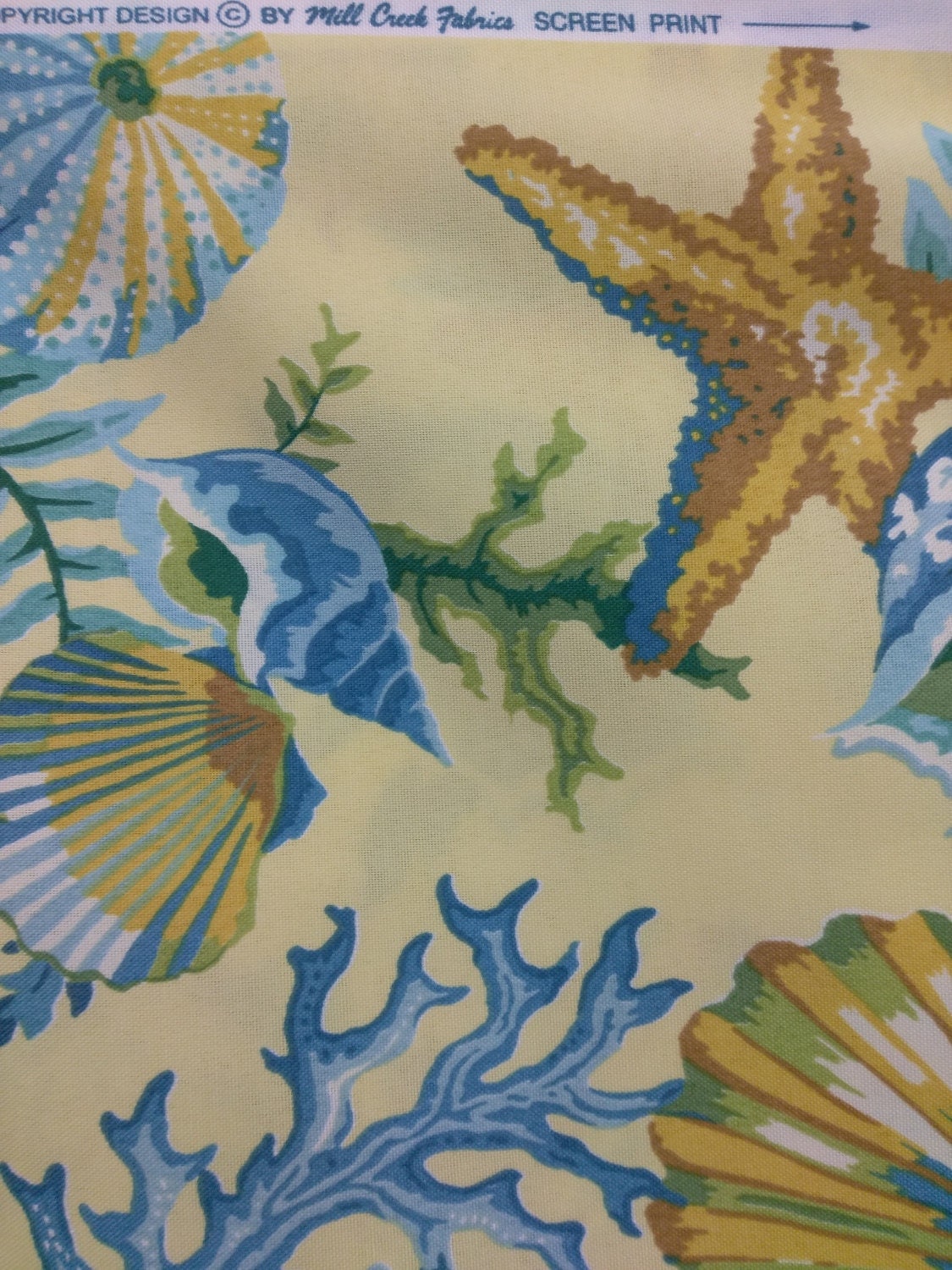 Modern Upholstery Sea Shell fabric by the yard/Seascape Design