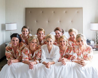White floral robe, set of Bridesmaid robe, bridesmaids robes, bridesmaid robe, cotton bridesmaid, customized embroidered robes, kimono SUGAR