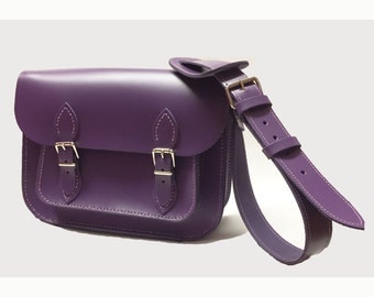Leather satchel Purple Satchel Handmade Satchel