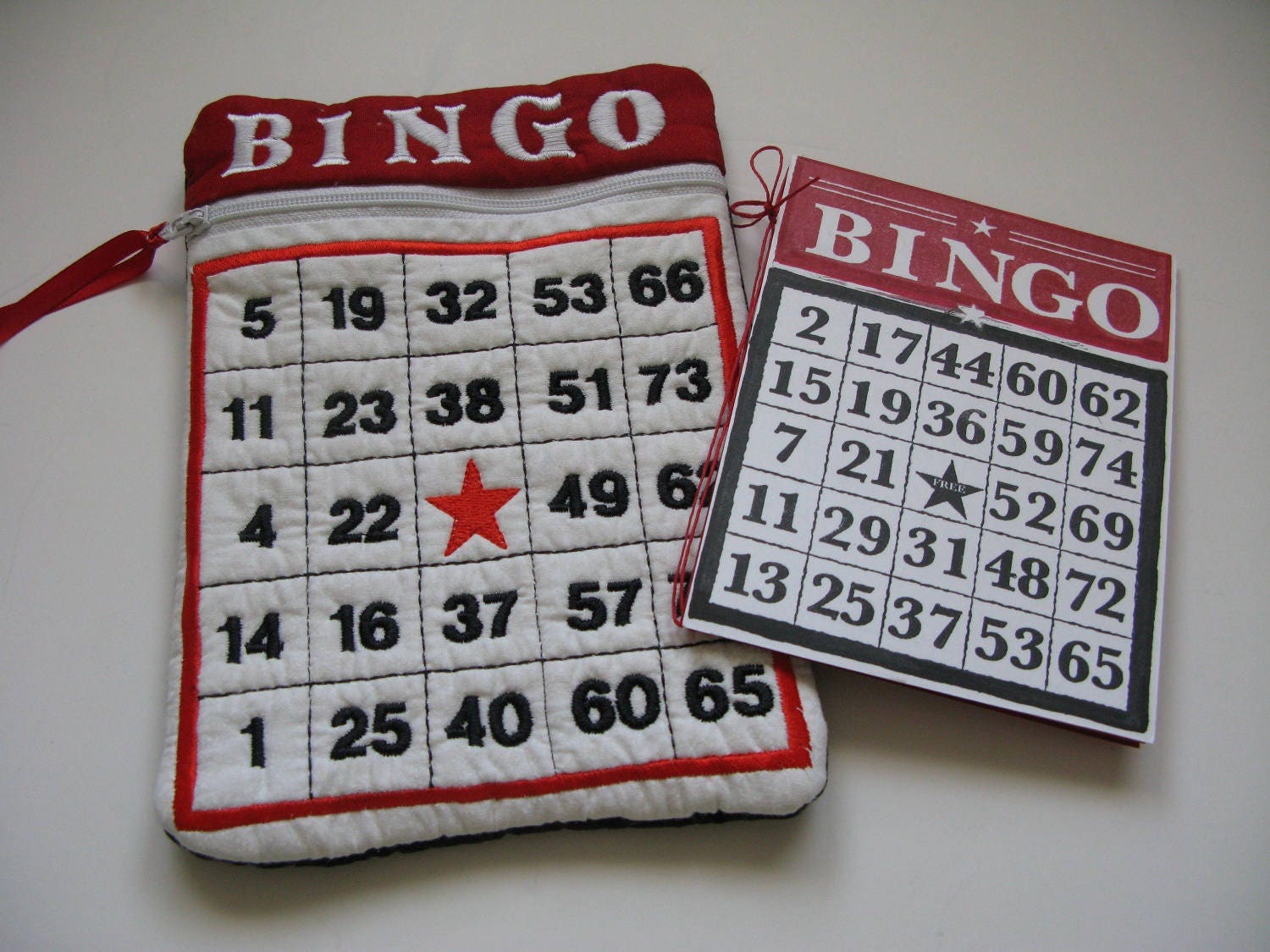Embroidered Bingo Zipper Bag and Coordinating Gift Card