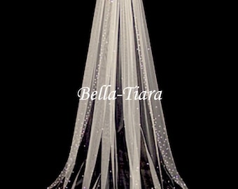 FREE MATCHING BLUSHER, Custom order 70" scattered crystal cathedral veil, crystal bridal veil, crystal wedding veil with blusher