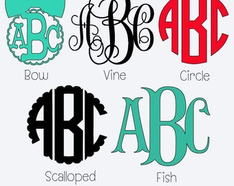 Vinyl Monogram Decal, Yeti Cup Decal, Tumbler Monogram Decal, Car Monogram Decal, Bow Monogram, Monogram Sticker, Circle Monogram