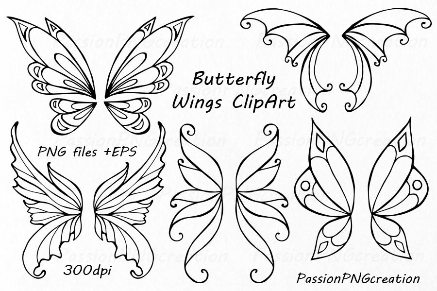 Download Butterfly Wings Clipart Doodle wings clip art Hand drawn