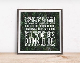 Drink it Up Quote by Kenny Chesney Printable Wall Art, Digital Art, Instant Download, Country Lyrics