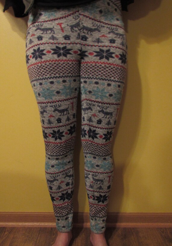 Womens leggings / womens warm leggings / sweater fleece leggings / three prints / winter leggings