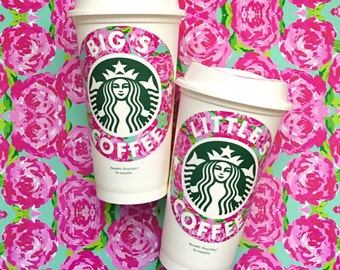 Sorority, Bid Day, Big Little Gift, Personalized Starbucks Cup, Coffee, Monogrammed