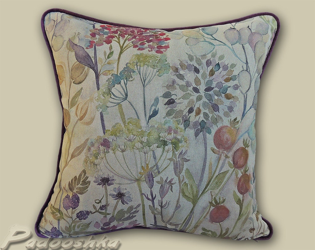 Linen floral pillow cover Floral cushion cover Flower pillow