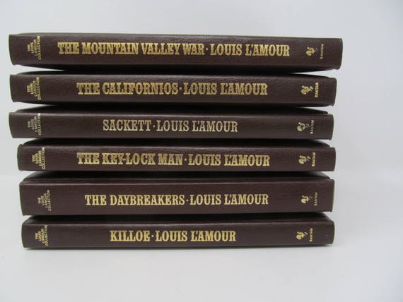 Louis L&#39;amour Vintage Lot of 6 Leather Bound Books