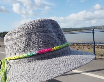 Cotton multi-colour boho hat band Pink hat band Green hat band Turquoise hat band Pastel hat band Fuschia hat band Cerise hat band Hats 640