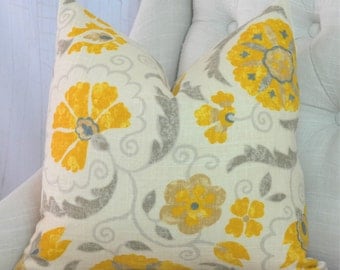 SALE // Yellow Pillow Cover // One Sided Pillow Cover // High End Designer Pillow // 0211097 Lemon Zest