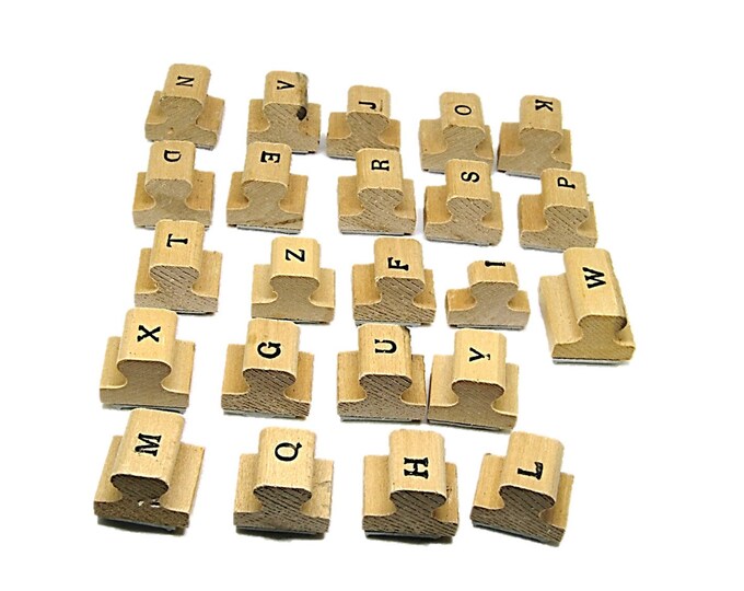 Letter Stamp Set - Wooden Rubber Stamps - Alphabet Stamps 23pcs,