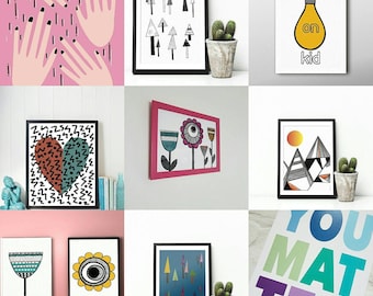 TWO A4 prints offer for home decor, nursery and wall art from any of our print range
