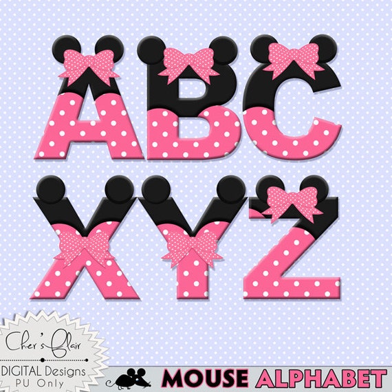 MOUSE ALPHABET LETTERS Pink Mouse Digital Letters Mouse