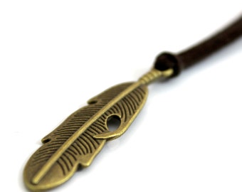 Feather Necklace , mens necklace , Mens Bronze Necklace , Tribal Necklace , jewelry for men , boyfriend gift , necklaces for men ,