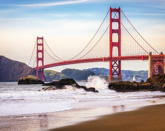 San Fransisco Golden Gate Bridge Baker Beach Photography Print or Warpped Canvas California Seascpace Fine Art Photograph Wall Art Decor