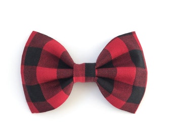 Black and Red Buffalo Plaid Hair Bow - Baby Hair Bow - Bow - Girls Hair Clip - Hair Bow - Baby Hair Clip - Hair Clip - Bow Hair Clip