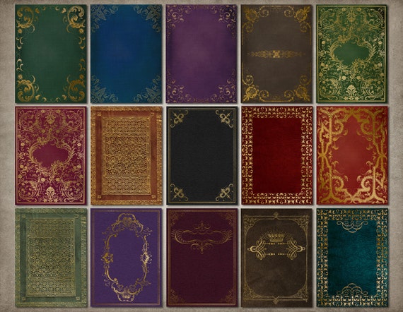 Gilded Book Covers Digital Paper, gold ornamental ...
