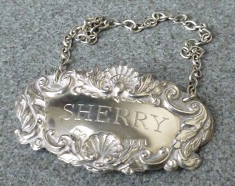 1970 Birmingham Sterling Silver Sherry Decanter label