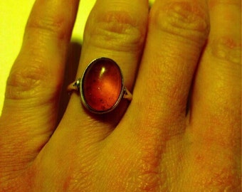Sterling Silver Ring with Natural Baltic. Genuine amber beads. Natural Lithuanian amber jewelry.