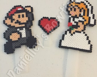 Mario and Princess Peach Wedding Cake Topper