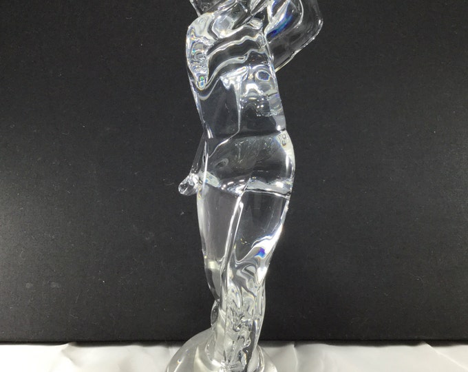 Storewide 25% Off SALE Vintage French Baccarat Swinging Golfer Crystal Sculpture Featuring Original Baccarat Label