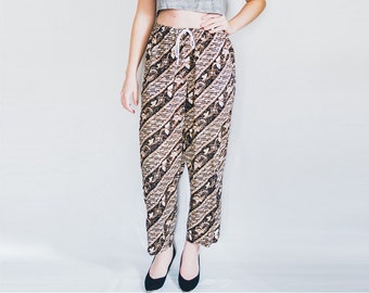 Vintage Batik Pants, Indonesian Pants, Batik Trousers, Casual Pants, 80s 90s Pants, Wide Leg Pants, Ethnic Pants, Boho Pants Medium Size