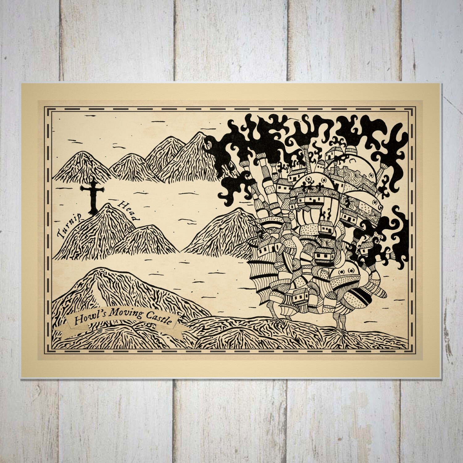 Moving Wall Art howl's moving castle wall decor, birthday gift, howl's moving Moving Wall Art howl's moving castle wall decor, birthday gift, howl's moving