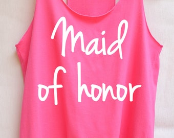 Flock Maid of honor - Racer back,Maid of honor shirt,Maid of honor tank top,bridesmaid shirt,Team bride tank top,Bachelorette Party Tank Top