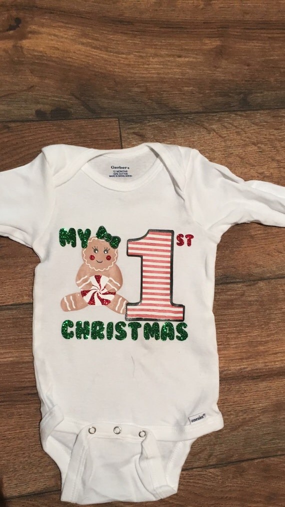 Personalized my first Christmas Outfit Christmas bodysuit