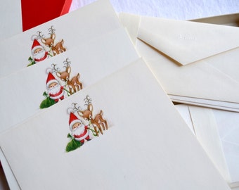 Vintage Christmas Stationery - Santa and Reindeer Holiday Letters - Hallmark
