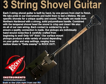 3 string shovel guitar, Electric Shovel Guitars! Custom made, cigar box guitars and djembe drums coming soon!