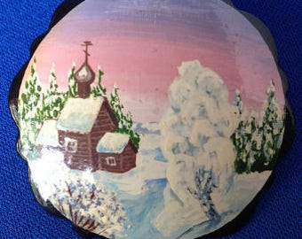 Hand-painted Russian Lacquer Brooch