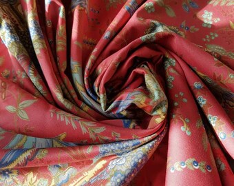 Vintage French Romanex de Boussac GASAKI Fabric Remnant-Oriental Scenes,Quality Textile,Superb Brocante Find,Sewing Projects,Renovation etc
