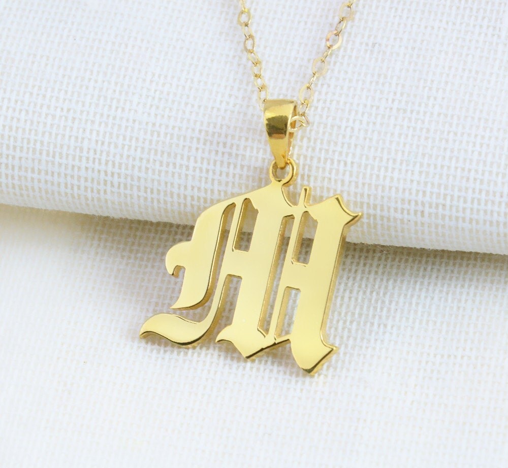 Old English Letter Name Necklace