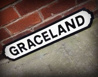Elvis Presley Inspired Graceland Faux Cast Iron Street Sign