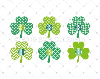 Shamrock Monogram Frames SVG, St. Patrick's Day SVG, Saint Patrick Day SVG, Clover svg cut files for Cricut and Silhouette, svg files